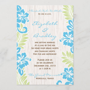 Tropical Hawaiian Wedding Invitation Turquoise