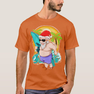 Tropical Hawaiian Xmas Santa Claus Surfer Christma T-Shirt