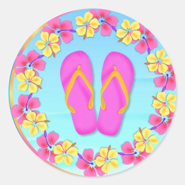 Tropical Hawiian Luau Cupcake Toppers Stickers (Front)