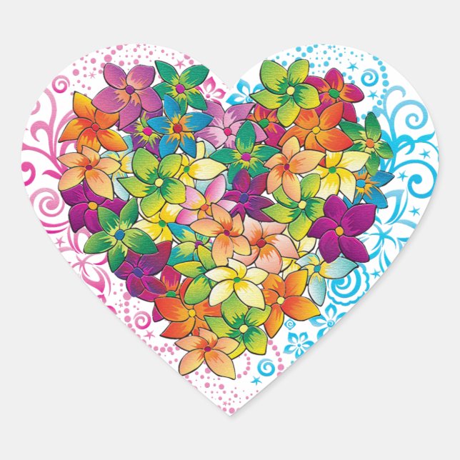 Tropical Heart Heart Sticker (Front)