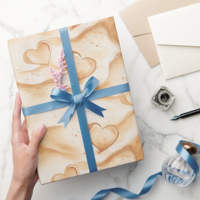 Tropical Hearts in Sand Beach Bridal Shower Wrapping Paper (Gifting)