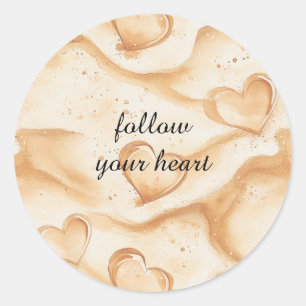 Tropical Hearts in Sand Beach   Classic Round Sticker