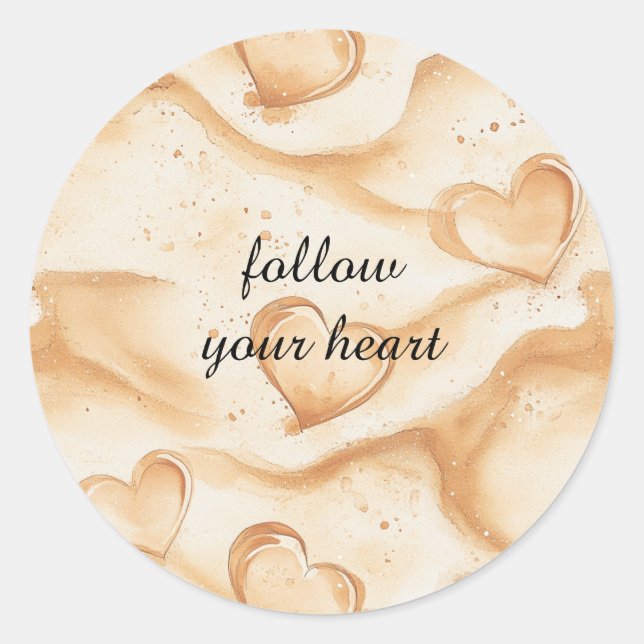 Tropical Hearts in Sand Beach   Classic Round Sticker (Front)