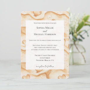 Tropical Hearts in Sand Wedding Invitation