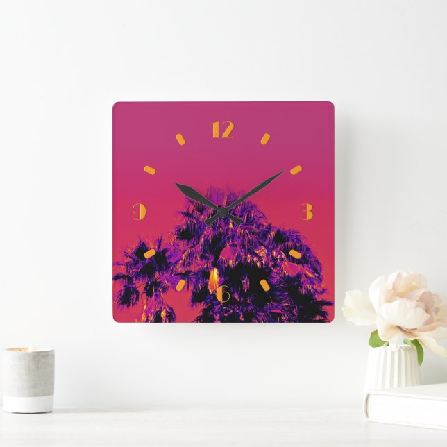 Tropical Heat Palm Trees Numbered Wall Clock (Home)
