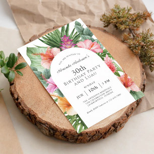Tropical Hibiscus 30th Birthday Luau Invitation