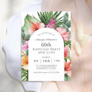 Tropical Hibiscus 60th Birthday Luau Invitation