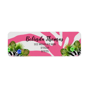 Tropical hibiscus and exotic pink zebra stripes