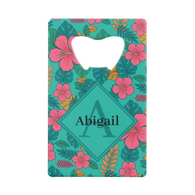 Tropical Hibiscus and Palm Leaf Pattern  (Front)