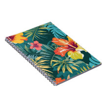 Tropical Hibiscus and Palm Leaves