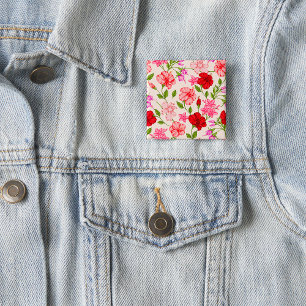 Tropical Hibiscus and Plumeria Floral Pattern 15 Cm Square Badge