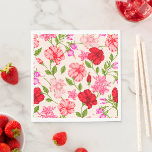 Tropical Hibiscus and Plumeria Floral Pattern Napkin