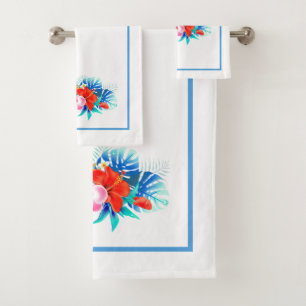 Tropical Hibiscus Bath Towel Set