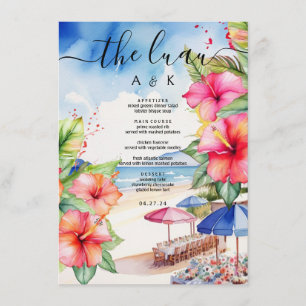 Tropical Hibiscus Beach Destination Flat Menu