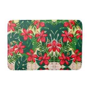 Tropical hibiscus beach style floral Bath Mat