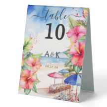 Tropical Hibiscus Beach Table Tent Sign