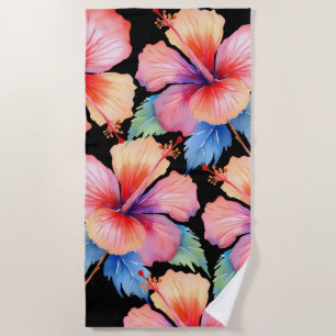 Tropical hibiscus beach towel