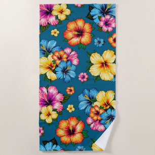 Tropical Hibiscus Beach Towel