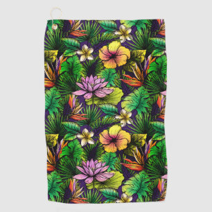Tropical hibiscus bird of paradise foliage golf towel