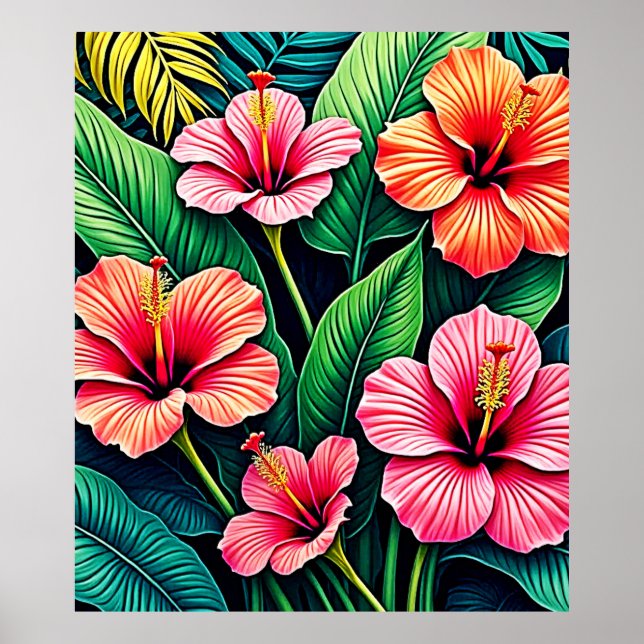 Tropical Hibiscus Bloom Artistry Poster (Front)