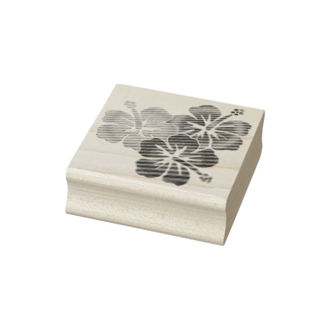 Tropical Hibiscus blooms trio gradients coloured Rubber Stamp (Stamp)
