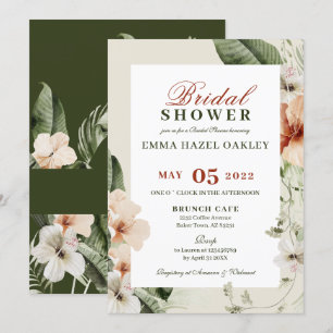 Tropical hibiscus boho pastel Bridal Shower Invitation