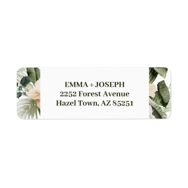 Tropical hibiscus boho pastel Return Address Label (Front)