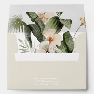 Tropical hibiscus boho pastel Wedding Envelope