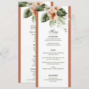 Tropical hibiscus boho pastel Wedding Menu