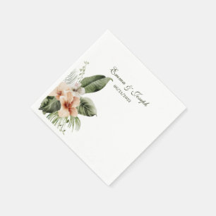 Tropical hibiscus boho pastel Wedding Napkin