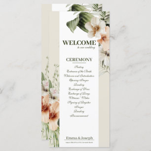 Tropical hibiscus boho pastel Wedding Program Programme