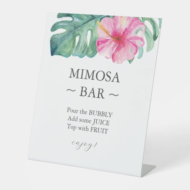 Tropical Hibiscus Bridal Shower Mimosa Bar Sign (Front)