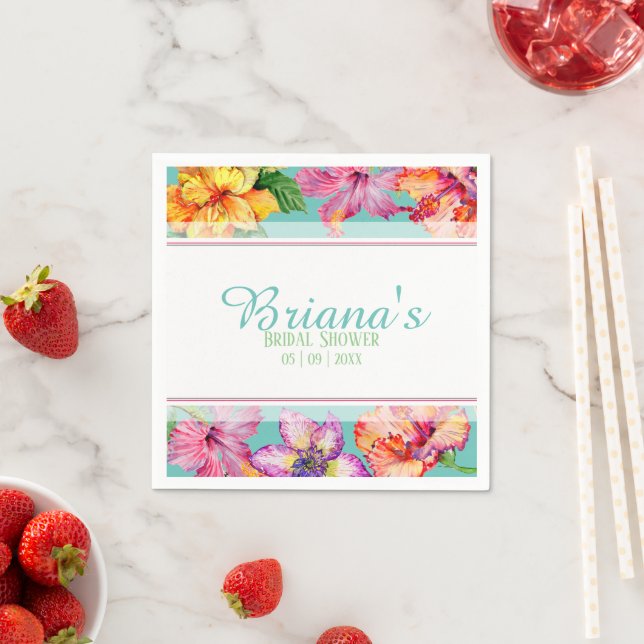Tropical Hibiscus Bridal Shower Napkin (Insitu)