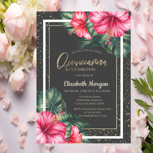 Tropical Hibiscus,Confetti Invitation