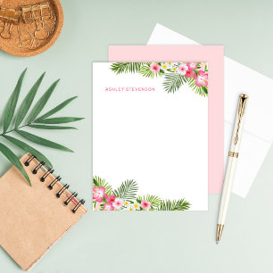 Tropical Hibiscus Diagonal Portrait Monogram Card