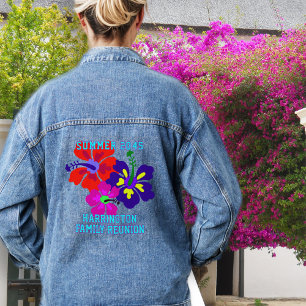 Tropical Hibiscus Family Reunion Denim Jacket