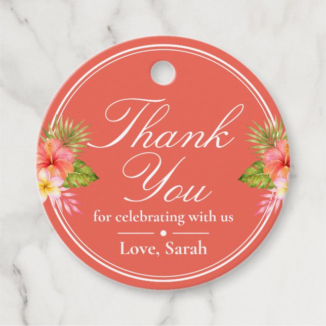 Tropical Hibiscus Favour Tags (Front)