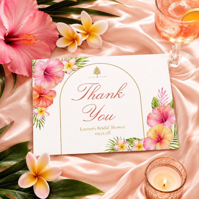Tropical Hibiscus Flat Thank You Card (Creator Uploaded)