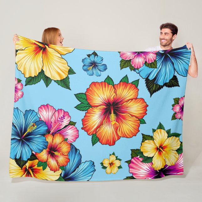 Tropical Hibiscus Fleece Blanket (In Situ)