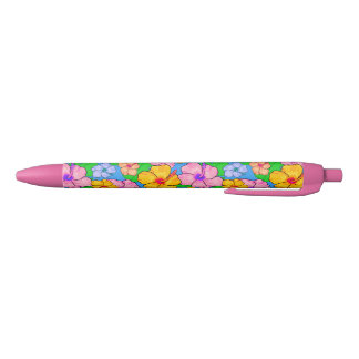 Tropical hibiscus floral ballpoint pen