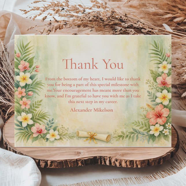 Tropical Hibiscus Floral Graduation Thank You Card (Creator Uploaded)