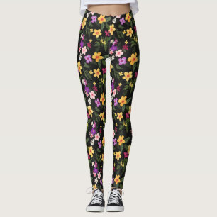 Tropical Hibiscus Floral Leggings