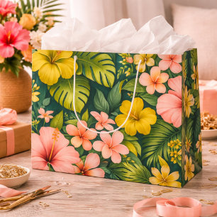 Tropical Hibiscus Floral Luxury Large Gift Bag