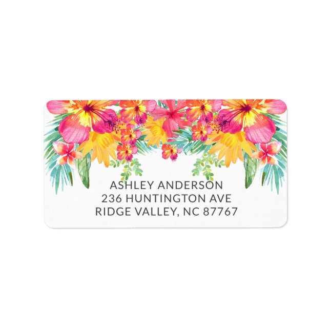 Tropical Hibiscus Floral New Address Label (Front)