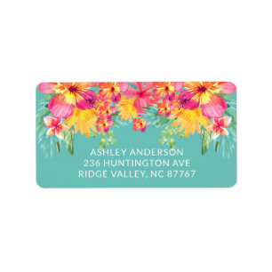 Tropical Hibiscus Floral New Address Label