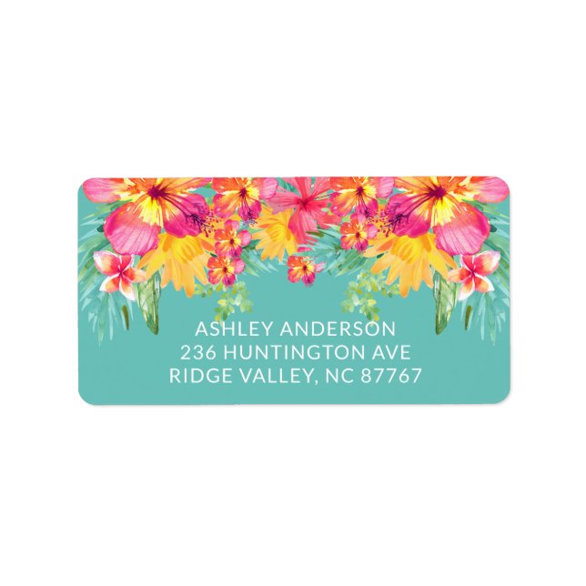 Tropical Hibiscus Floral New Address Label (Front)