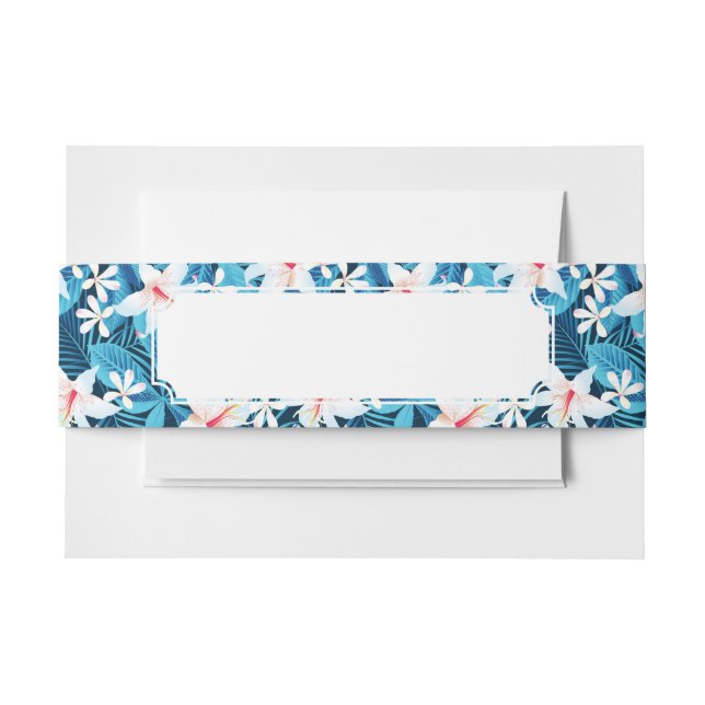Tropical Hibiscus Floral Pattern 2 Invitation Belly Band (Front Example)