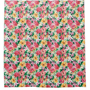 Tropical Hibiscus Floral Pattern 2 Shower Curtain
