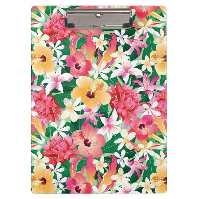 Tropical Hibiscus Floral Pattern Clipboard (Front)