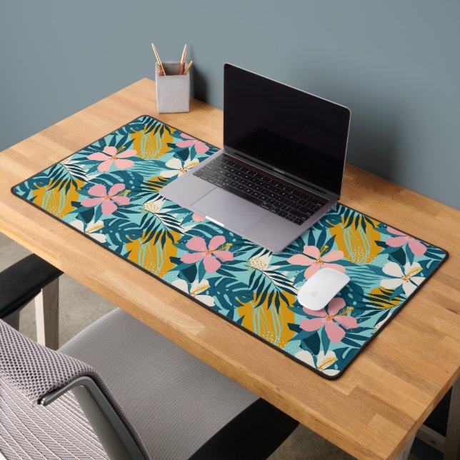 Tropical Hibiscus Floral Pattern Desk Mat (Office 2)